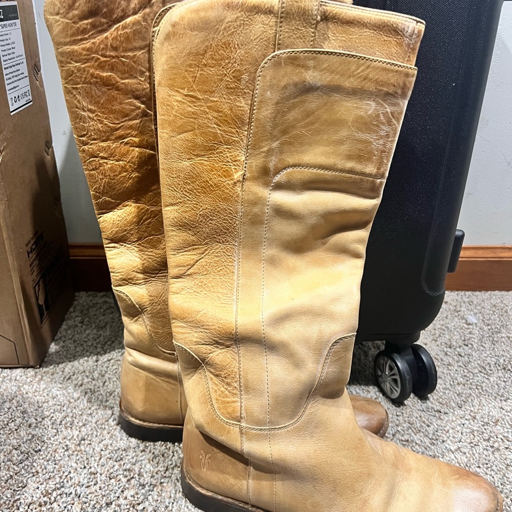 Tan Leather Knee-High Boots